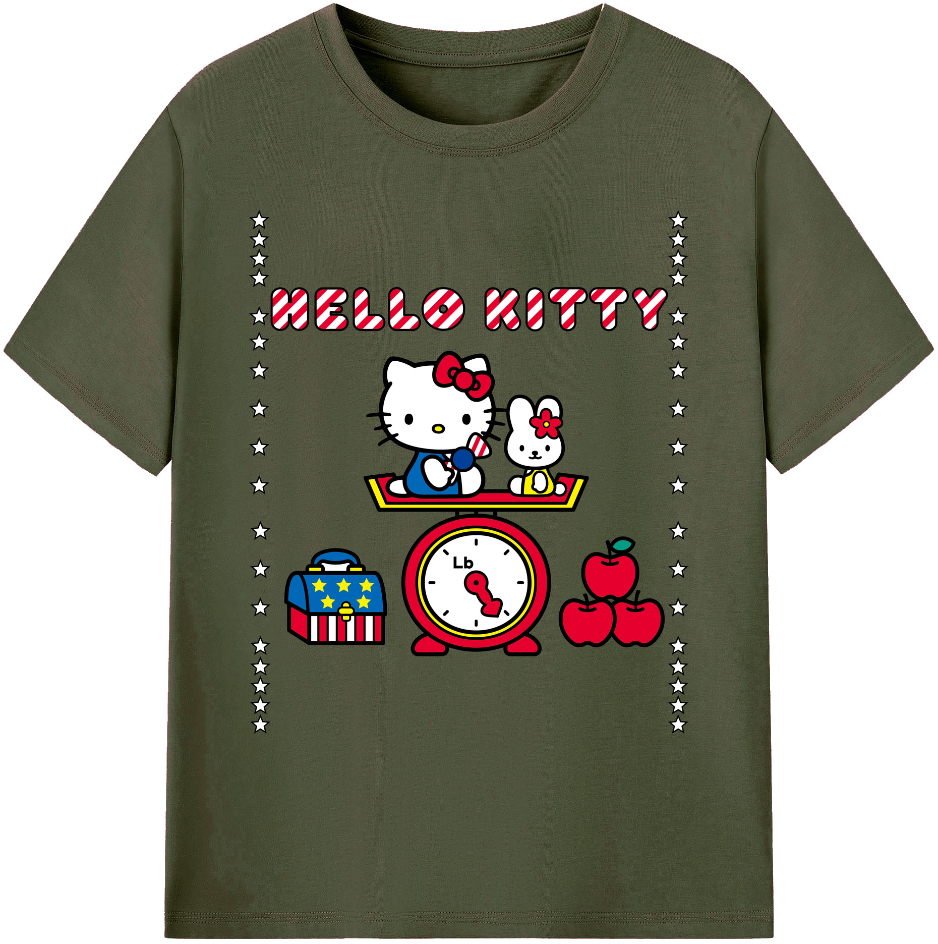 （画像用） Hello Kitty ハローキティ 綿100％ メンズ半袖Tシャツ｜肌触りやわらか＆通気性